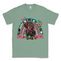 Sage dachshund dog pink  floral rainbow Classic Tee - BarkalooDesign