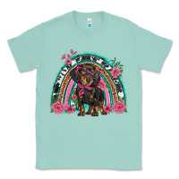 Seafoam dachshund dog pink  floral rainbow Classic Tee - BarkalooDesign