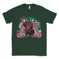 Sports Green dachshund dog pink  floral rainbow Classic Tee - BarkalooDesign