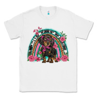 Dachshund Dog Pink  Floral Rainbow Classic Tee | Teevron