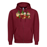 Burgundy lumberjack coffee cups Zipper Hoodie - Zillion Design Studio