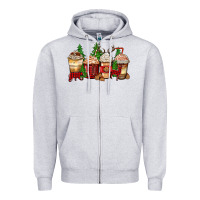 Heather Grey lumberjack coffee cups Zipper Hoodie - Zillion Design Studio