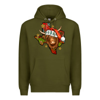 Army Green Shaggy cow Texas Christmas Premium Hoodie - Jasminsmagicworld