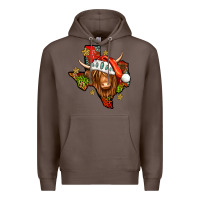 Coffee Shaggy cow Texas Christmas Premium Hoodie - Jasminsmagicworld
