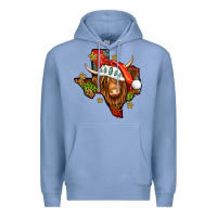 Colony Blue Shaggy cow Texas Christmas Premium Hoodie - Jasminsmagicworld