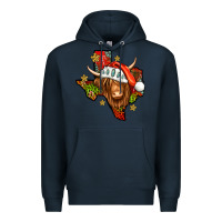 Navy Shaggy cow Texas Christmas Premium Hoodie - Jasminsmagicworld