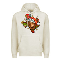 Oatmeal Heather Shaggy cow Texas Christmas Premium Hoodie - Jasminsmagicworld
