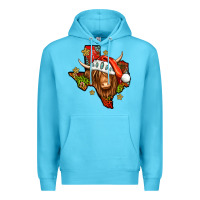 Ocean Blue Shaggy cow Texas Christmas Premium Hoodie - Jasminsmagicworld