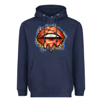 Navy basketball lips Heavyweight Hoodie - Zillion Design Studio