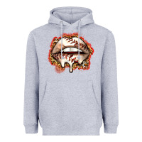 Heather Grey baseball lips Heavyweight Hoodie - Zillion Design Studio
