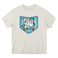 Cream Christmas Pocket Heavy Core Tee - CowhideDigitalArt