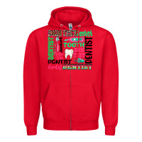 Red dentist tooth Zipper Hoodie - texasbilliewilder