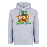 Heather Grey Fall for Jesus He Never Leaves Heavyweight Hoodie - texasbilliewilder