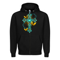 Black cross with heart shaped gemstone and butterfly Zipper Hoodie - texasbilliewilder