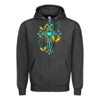 Charcoal Heather cross with heart shaped gemstone and butterfly Zipper Hoodie - texasbilliewilder