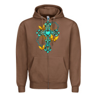 Chestnut cross with heart shaped gemstone and butterfly Zipper Hoodie - texasbilliewilder