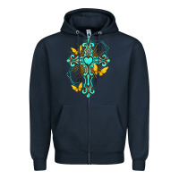Navy cross with heart shaped gemstone and butterfly Zipper Hoodie - texasbilliewilder