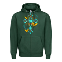 Sports Green cross with heart shaped gemstone and butterfly Zipper Hoodie - texasbilliewilder