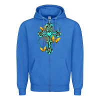 True Royal cross with heart shaped gemstone and butterfly Zipper Hoodie - texasbilliewilder