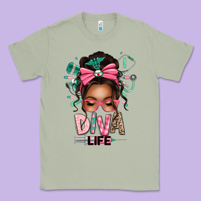 Afro Messy Bun Diva Life Classic Tee Designed By Texasbilliewilder