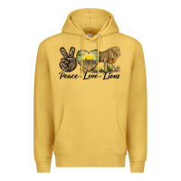 Antique Gold peace love lions Premium Hoodie - LillyAllenDesigns