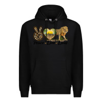 Black peace love lions Premium Hoodie - LillyAllenDesigns