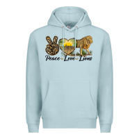 Blue Mist peace love lions Premium Hoodie - LillyAllenDesigns