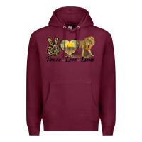 Burgundy peace love lions Premium Hoodie - LillyAllenDesigns