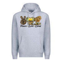 Heather Grey peace love lions Premium Hoodie - LillyAllenDesigns
