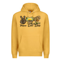 Mustard peace love lions Premium Hoodie - LillyAllenDesigns
