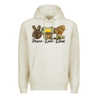 Oatmeal Heather peace love lions Premium Hoodie - LillyAllenDesigns