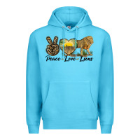 Ocean Blue peace love lions Premium Hoodie - LillyAllenDesigns
