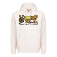 Pale Pink peace love lions Premium Hoodie - LillyAllenDesigns
