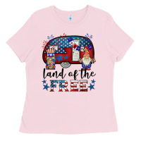 Bubblegum Pink land of the free caravan gnomies Ladies Tee - BarkalooDesign