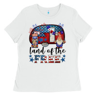 White land of the free caravan gnomies Ladies Tee - BarkalooDesign