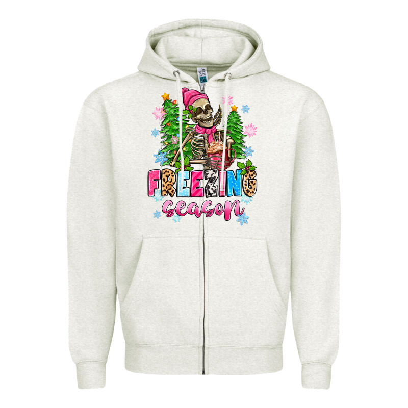 Freezing Season Skeleton Zipper Hoodie by Zillion Design Studio | Teevron