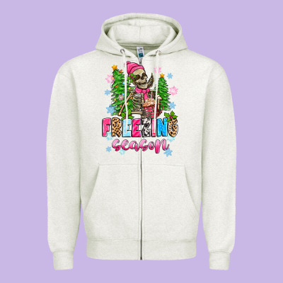 Freezing Season Skeleton Zipper Hoodie Designed By Zillion Design Studio