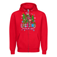 Red freezing season skeleton Zipper Hoodie - Zillion Design Studio