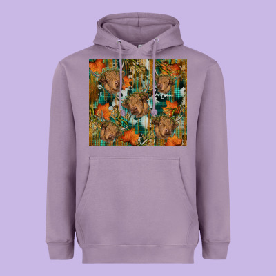 Fall Cowhide Highland Cow Tumbler Heavyweight Hoodie Designed By Ranaportraitstore