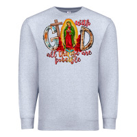Heather Grey With God All Things Are Possible Premium Sweatshirt - RacoonDesign