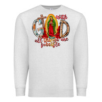 Oatmeal Heather With God All Things Are Possible Premium Sweatshirt - RacoonDesign