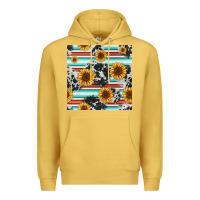Antique Gold serape cowhide sunflowers seamless pattern 12inch Premium Hoodie - Jasminsmagicworld