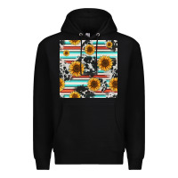 Black serape cowhide sunflowers seamless pattern 12inch Premium Hoodie - Jasminsmagicworld