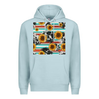 Blue Mist serape cowhide sunflowers seamless pattern 12inch Premium Hoodie - Jasminsmagicworld