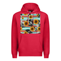 Cardinal serape cowhide sunflowers seamless pattern 12inch Premium Hoodie - Jasminsmagicworld