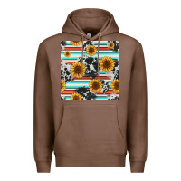 Chestnut serape cowhide sunflowers seamless pattern 12inch Premium Hoodie - Jasminsmagicworld