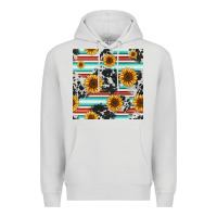 Dove Grey serape cowhide sunflowers seamless pattern 12inch Premium Hoodie - Jasminsmagicworld