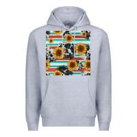 Heather Grey serape cowhide sunflowers seamless pattern 12inch Premium Hoodie - Jasminsmagicworld