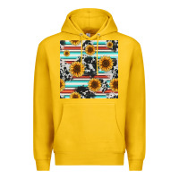Lemon serape cowhide sunflowers seamless pattern 12inch Premium Hoodie - Jasminsmagicworld