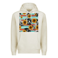 Oatmeal Heather serape cowhide sunflowers seamless pattern 12inch Premium Hoodie - Jasminsmagicworld